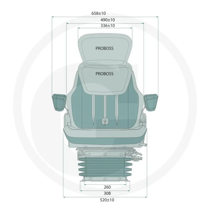 Sedile pneumatico PROBOSS AS3520 per Deutz V2 – cod. 12258232, dettaglio tecnico 4, codice 12258232