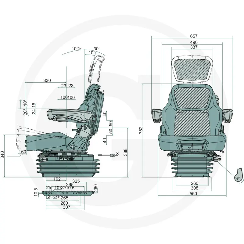 Sedile pneumatico PROBOSS AS4550 per MF – cod. 12268819, vista principale, codice 12268819