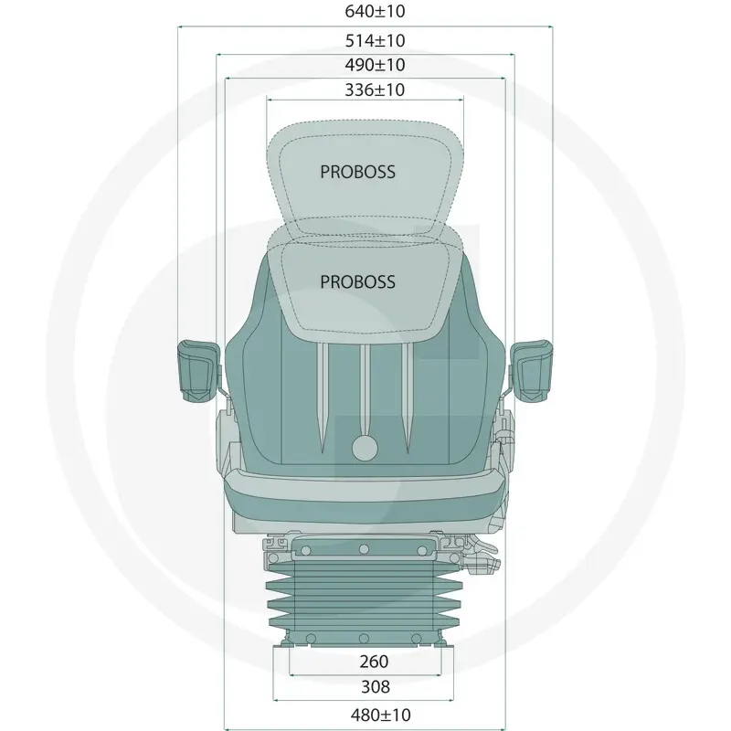 Sedile pneumatico PROBOSS AS2480 per MF – cod. 12268536, dettaglio tecnico 7, codice 12268536