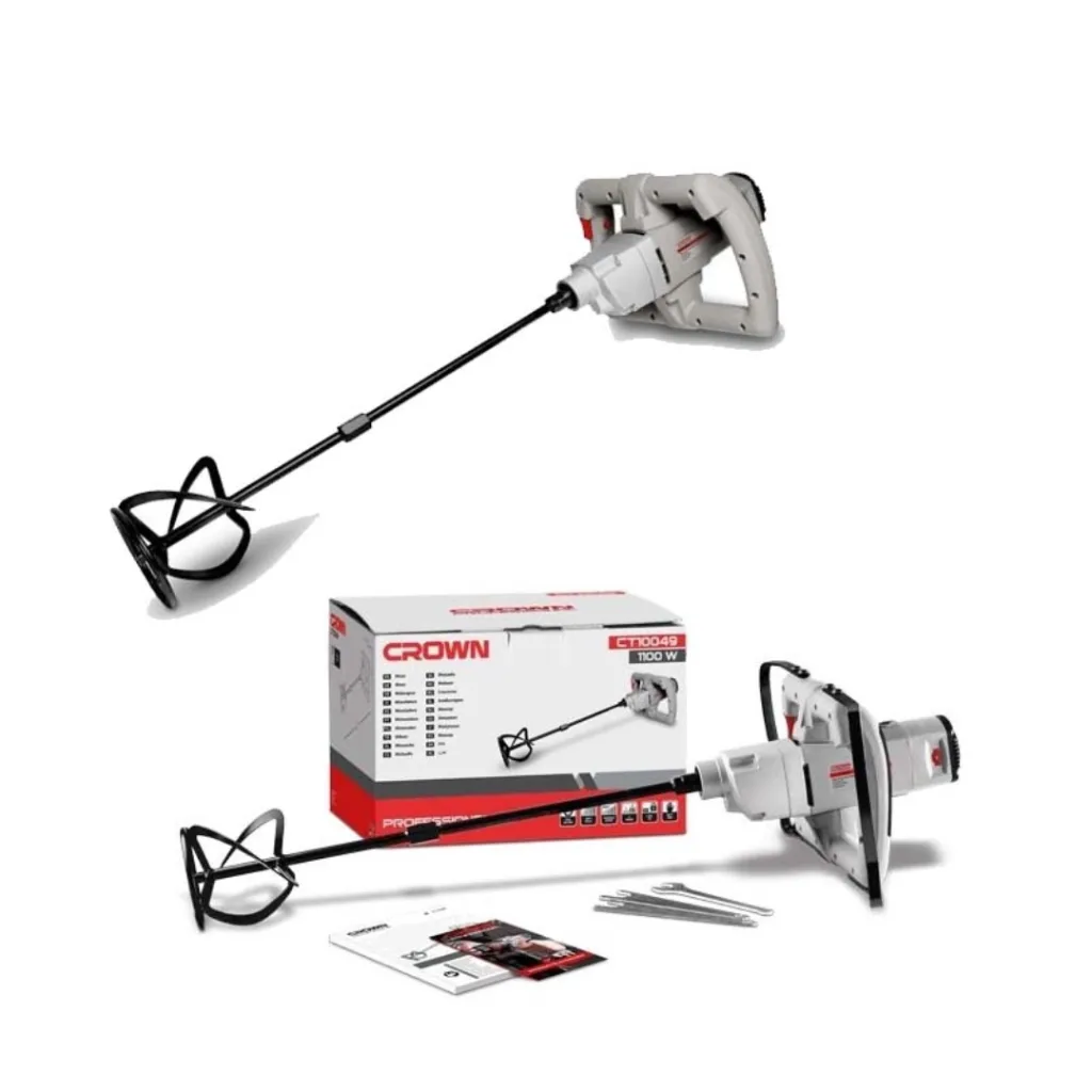 Miscelatore per malta edilizia Crown 1100W con frusta inclusa.webp