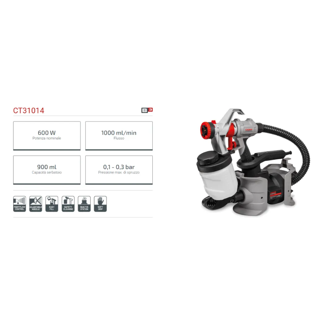 Pistola a Spruzzo CROWN CT31014 - Ugello 2,5 mm Acquista Online_1.webp