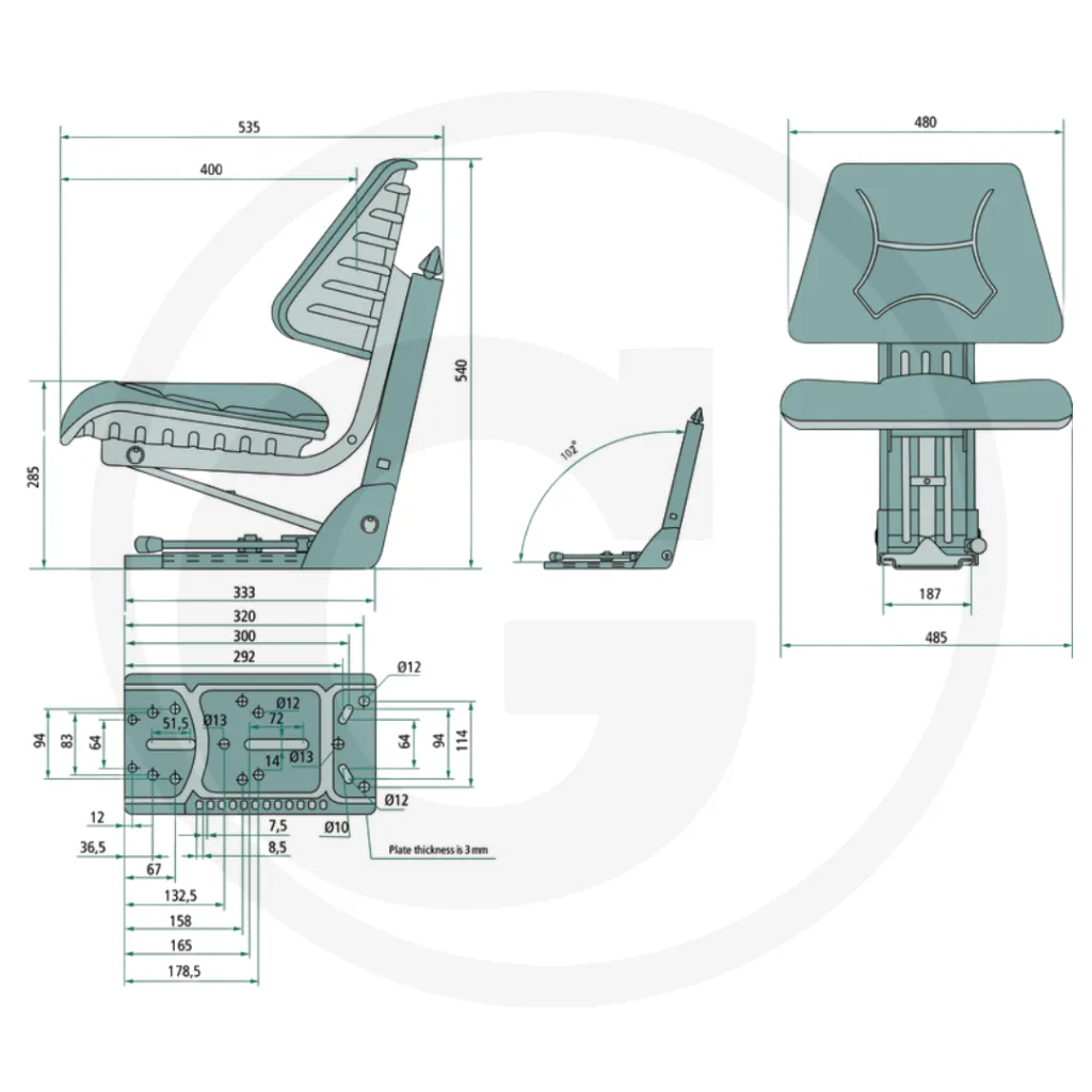 Sedile Universale in PVC con Molleggio Meccanico - per trattore agricolo_1.webp