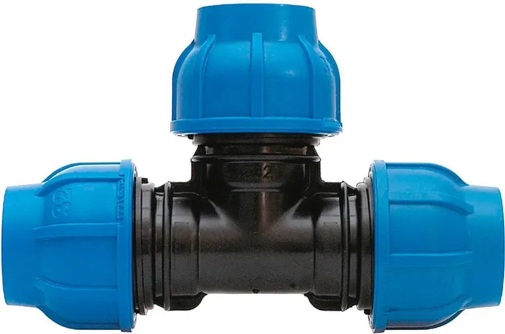 [IQ9142000U320] Raccordo a Compressione a TEE Connecto Plus 90° Ø 32 mm per Tubo Polietilene Irrigazione Irritec