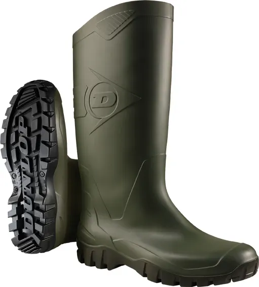 Stivali in Gomma PVC Verde Dunlop al Ginocchio Impermeabili per Lavoro Caccia Pesca