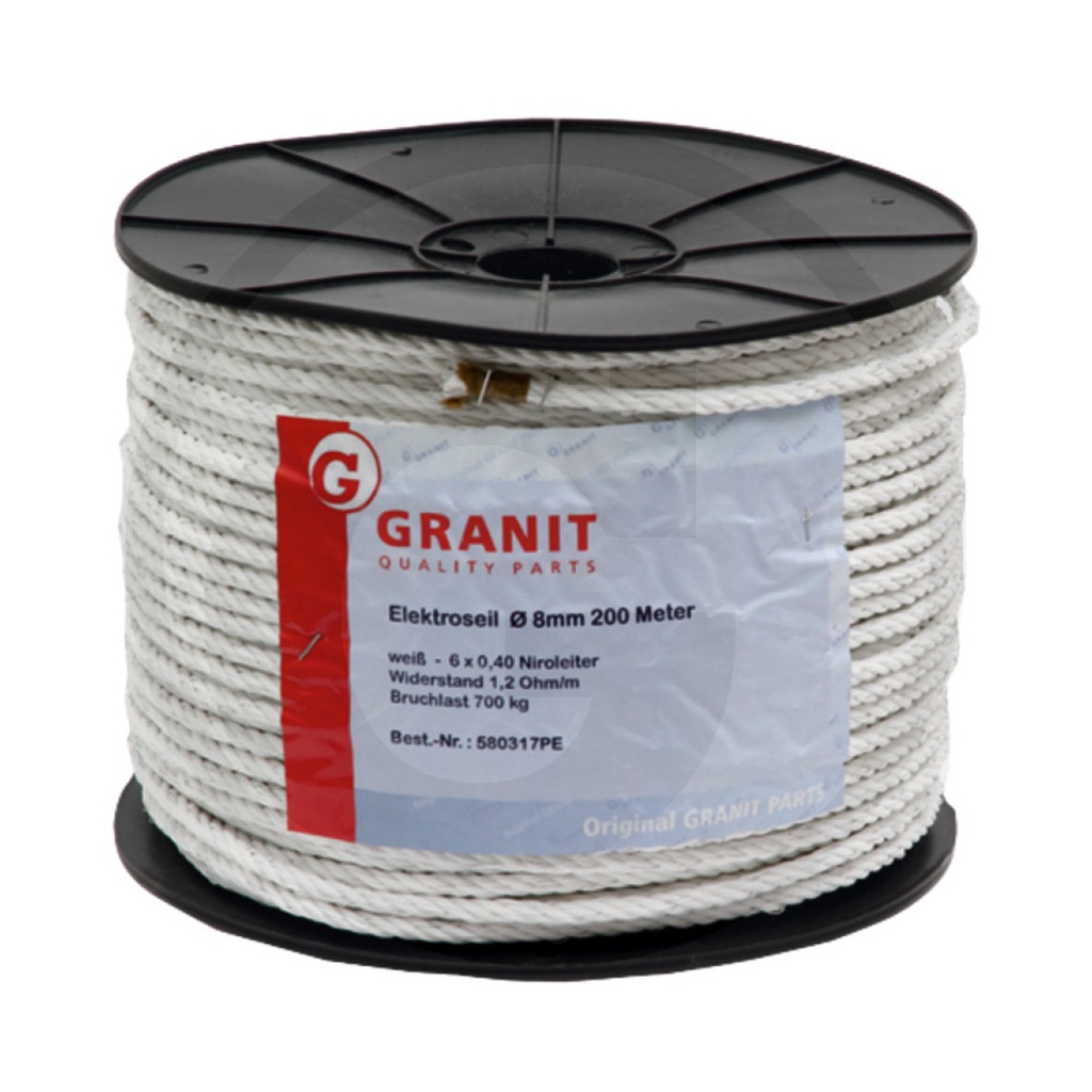 Corda Elettrica per Recinto Elettrico 200Mt X 6 X 0,80 Conduttori