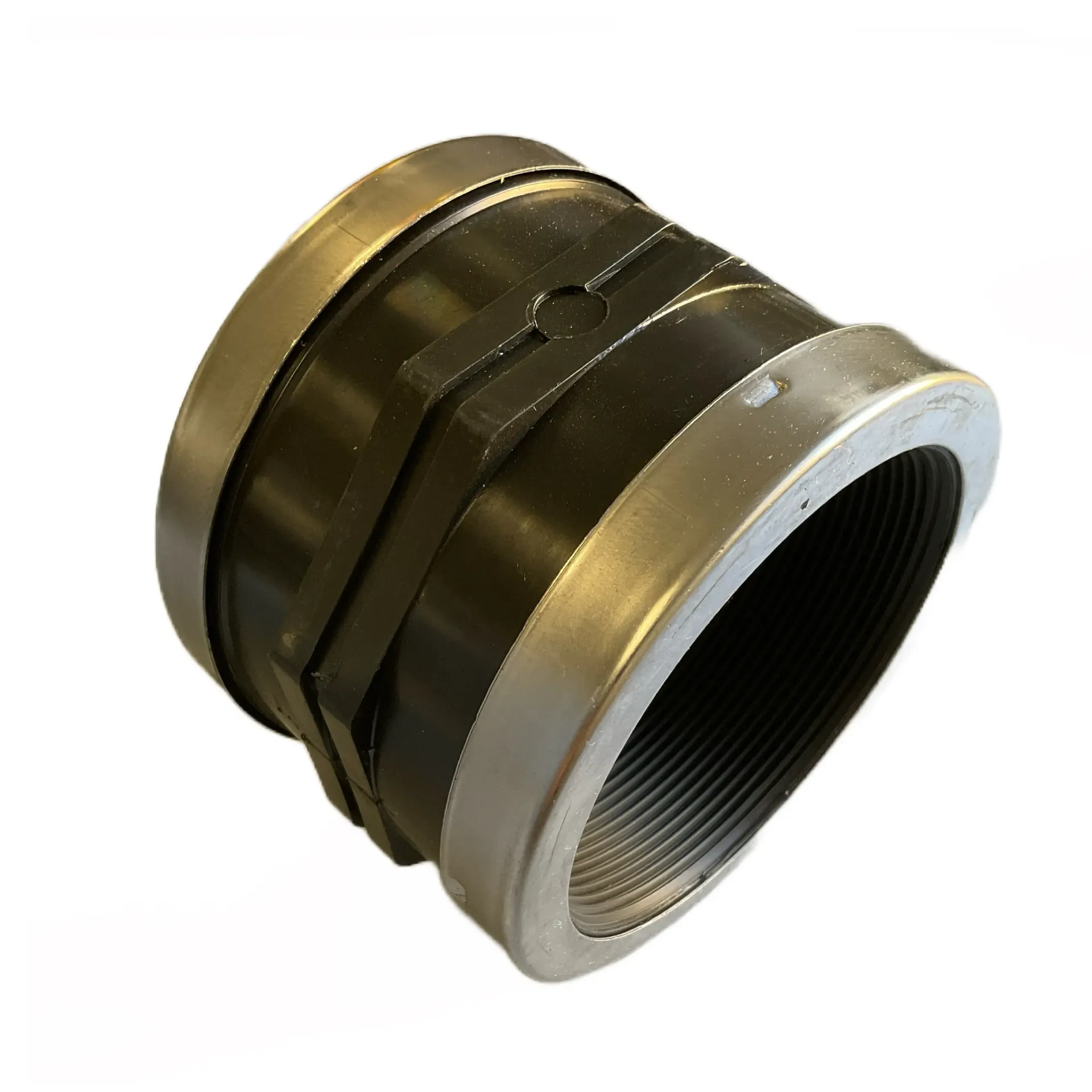 [6151600] Manicotto filettato PN10 F-F Irritec in polipropilene PN10 Ø 2"1/2 x 2"1/2 con anello di rinforzo in acciaio