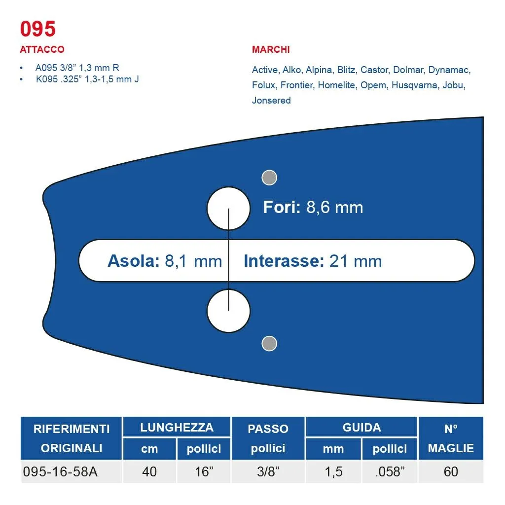 [452732] Barra motosega 40 cm 3/8 1,5 mm 60 maglie per Stihl MS271