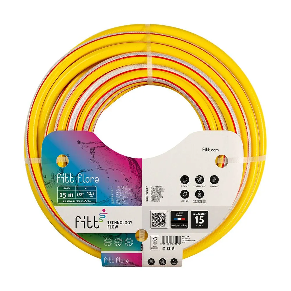 Tubo Giardino 5 Strati Antitorsione 19mm 3/4" 50m Giallo